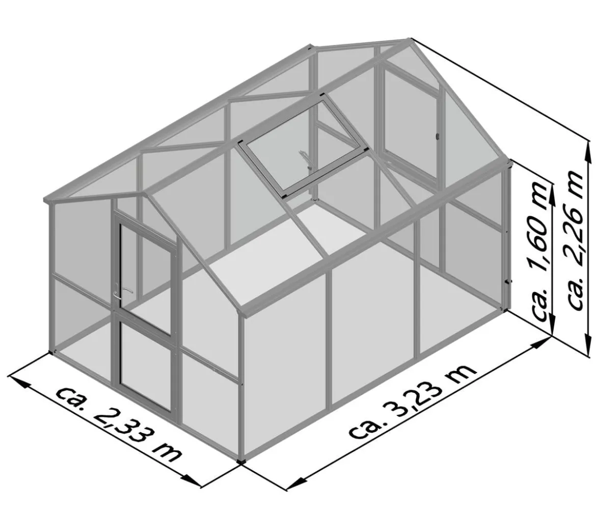 KGT Gewächshaus Iris III, ca. B233/H226/T323 cm