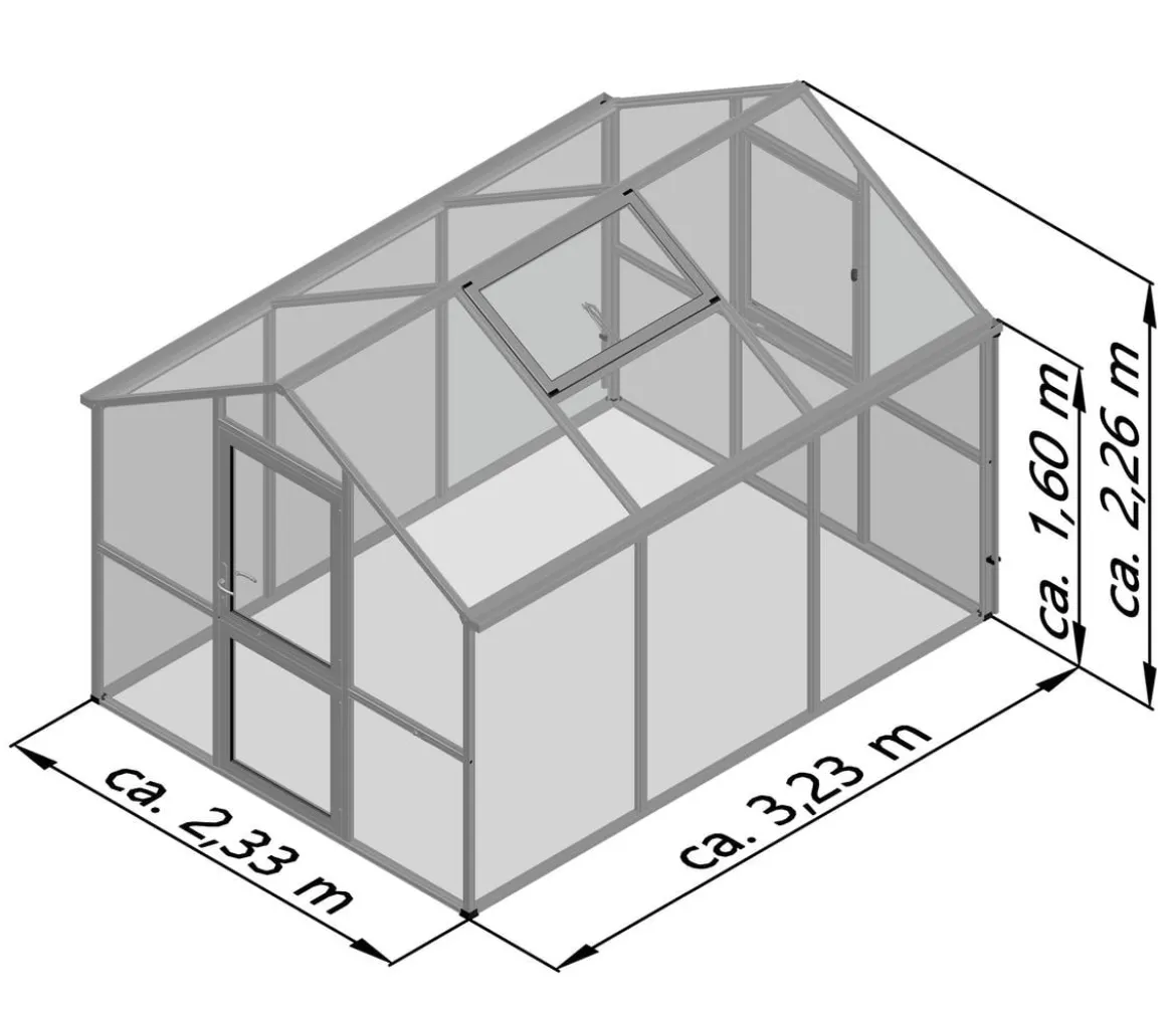 KGT Gewächshaus Iris III, ca. B233/H226/T323 cm