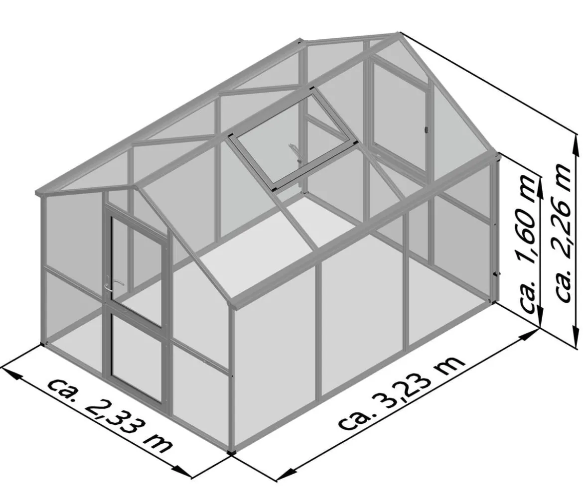 KGT Gewächshaus Iris III, ca. B233/H226/T323 cm