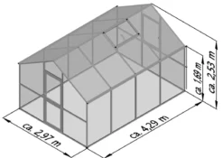 KGT Gewächshaus Ortasia IV, ESG, ca. B297/H253/T429 cm