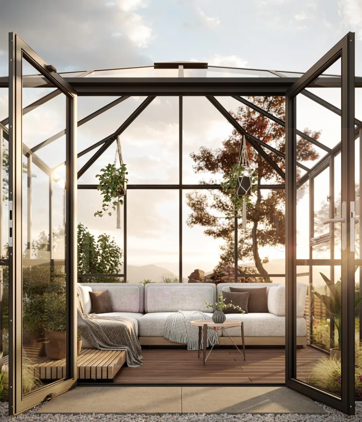 KGT Gewächshaus-Pavillon PaviLux 3 x 3 m ESG/HKP, ca. B300/H288/T300 cm