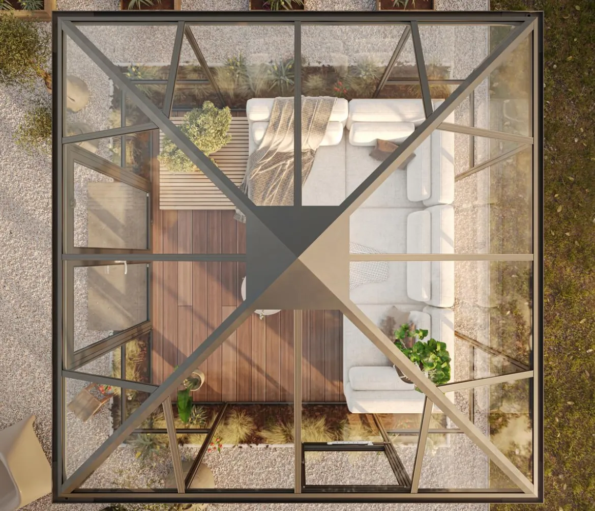 KGT Gewächshaus-Pavillon PaviLux 3 x 3 m ESG/HKP, ca. B300/H288/T300 cm