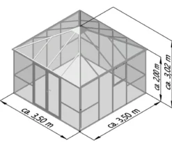 KGT Gewächshaus-Pavillon PaviLux 3,50 x 3,50 m ESG, ca. B350/H302/T350 cm