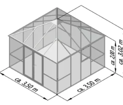 KGT Gewächshaus-Pavillon PaviLux 3,50 x 3,50 m ESG/HKP, ca. B350/H302/T350 cm