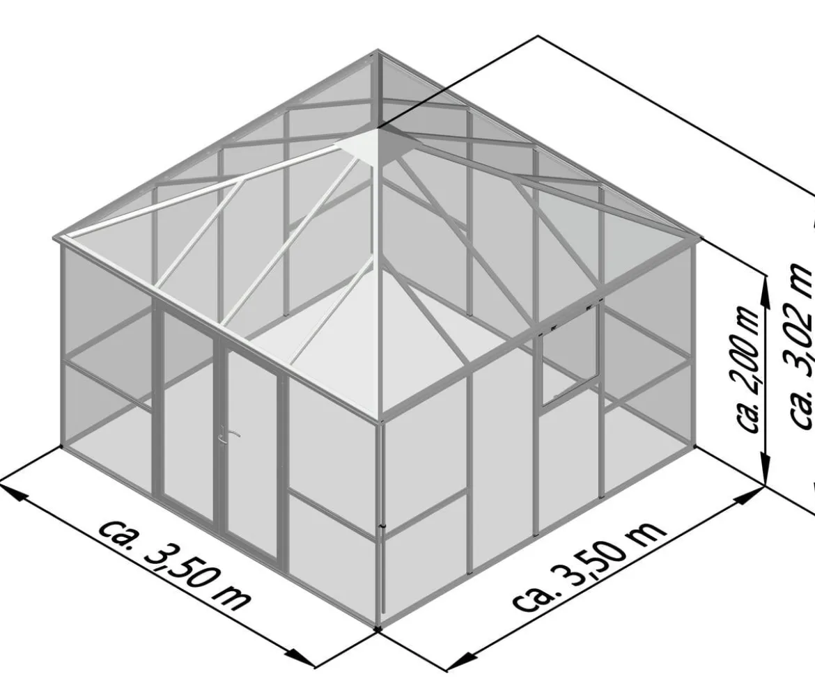KGT Gewächshaus-Pavillon PaviLux 3,50 x 3,50 m ESG/HKP, ca. B350/H302/T350 cm