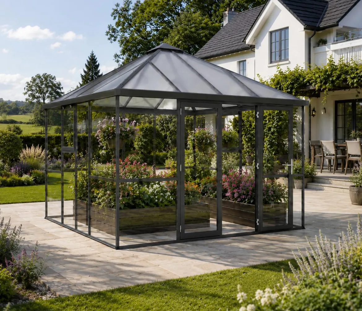 KGT Gewächshaus-Pavillon PaviLux 3,50 x 3,50 m ESG/HKP, ca. B350/H302/T350 cm