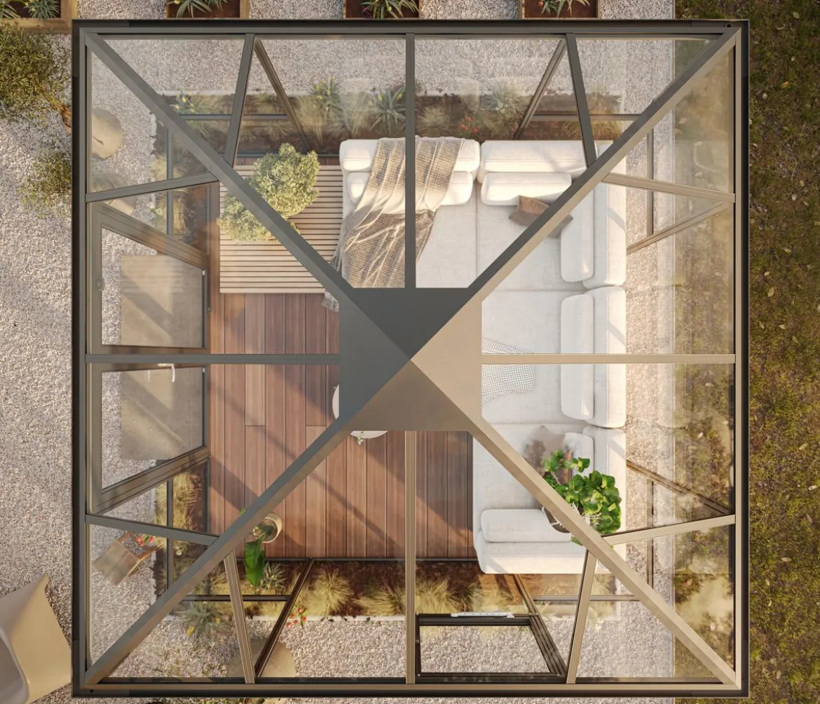 KGT Gewächshaus-Pavillon PaviLux 3,50 x 3,50 m ESG/HKP, ca. B350/H302/T350 cm