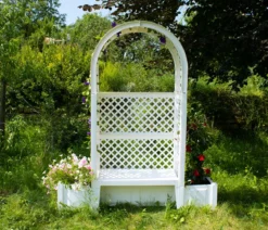 KHW Kunststoff-Gartenbank mit Rosenbogen Amsterdam, ca. B174/H207/T49 cm