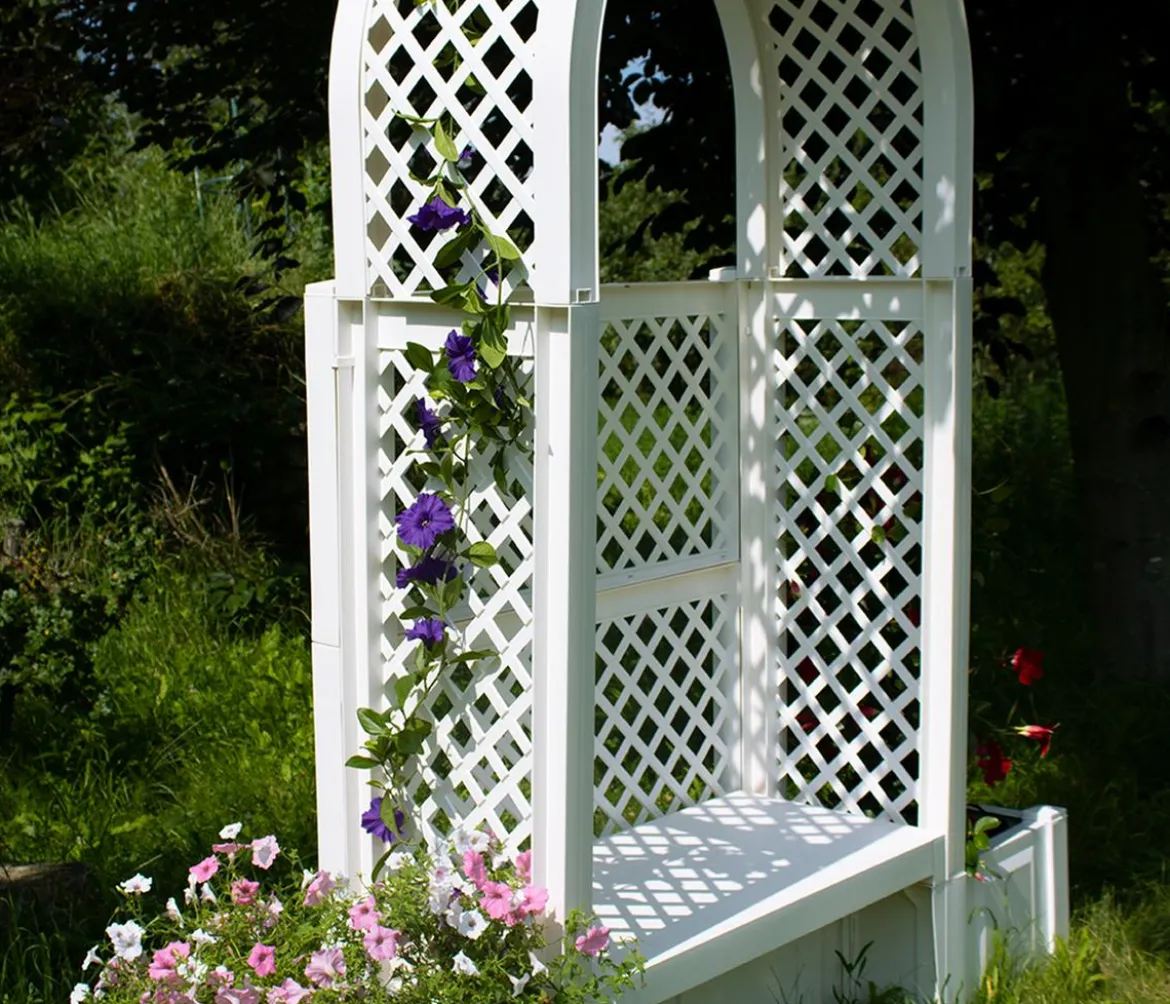 KHW Kunststoff-Gartenbank mit Rosenbogen Amsterdam, ca. B174/H207/T49 cm