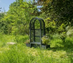 KHW Kunststoff-Gartenbank mit Rosenbogen Amsterdam, ca. B174/H207/T49 cm