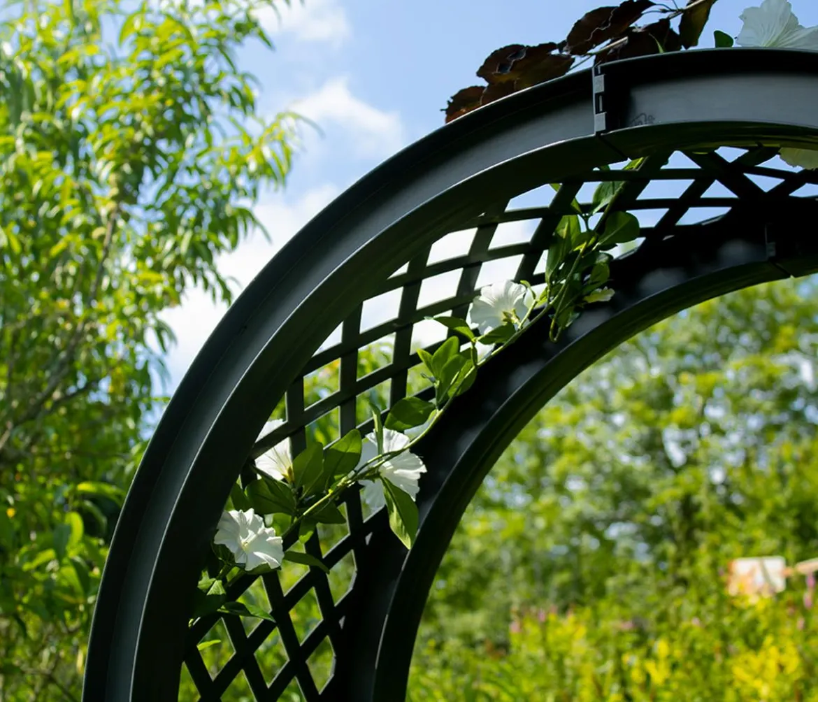 KHW Kunststoff-Gartenbank mit Rosenbogen Amsterdam, ca. B174/H207/T49 cm