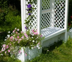 KHW Kunststoff-Gartenbank mit Rosenbogen Amsterdam, ca. B174/H207/T49 cm