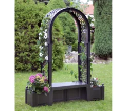 KHW Kunststoff-Gartenbank mit Rosenbogen Brüssel, ca. B174/H207/T49 cm