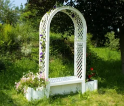 KHW Kunststoff-Gartenbank mit Rosenbogen Brüssel, ca. B174/H207/T49 cm