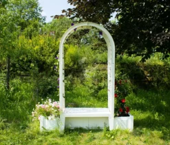 KHW Kunststoff-Gartenbank mit Rosenbogen Brüssel, ca. B174/H207/T49 cm