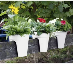 KHW Kunststoff-Geländertopf Flowerclip, rund, ca. Ø27/H27 cm, 3er-Set