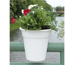 KHW Kunststoff-Geländertopf Flowerclip, rund, ca. Ø27/H27 cm, 3er-Set