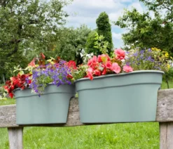 KHW Kunststoff-Geländertopf Flowerclip, ca. B57,5/H27/T27,7 cm, 2er-Set