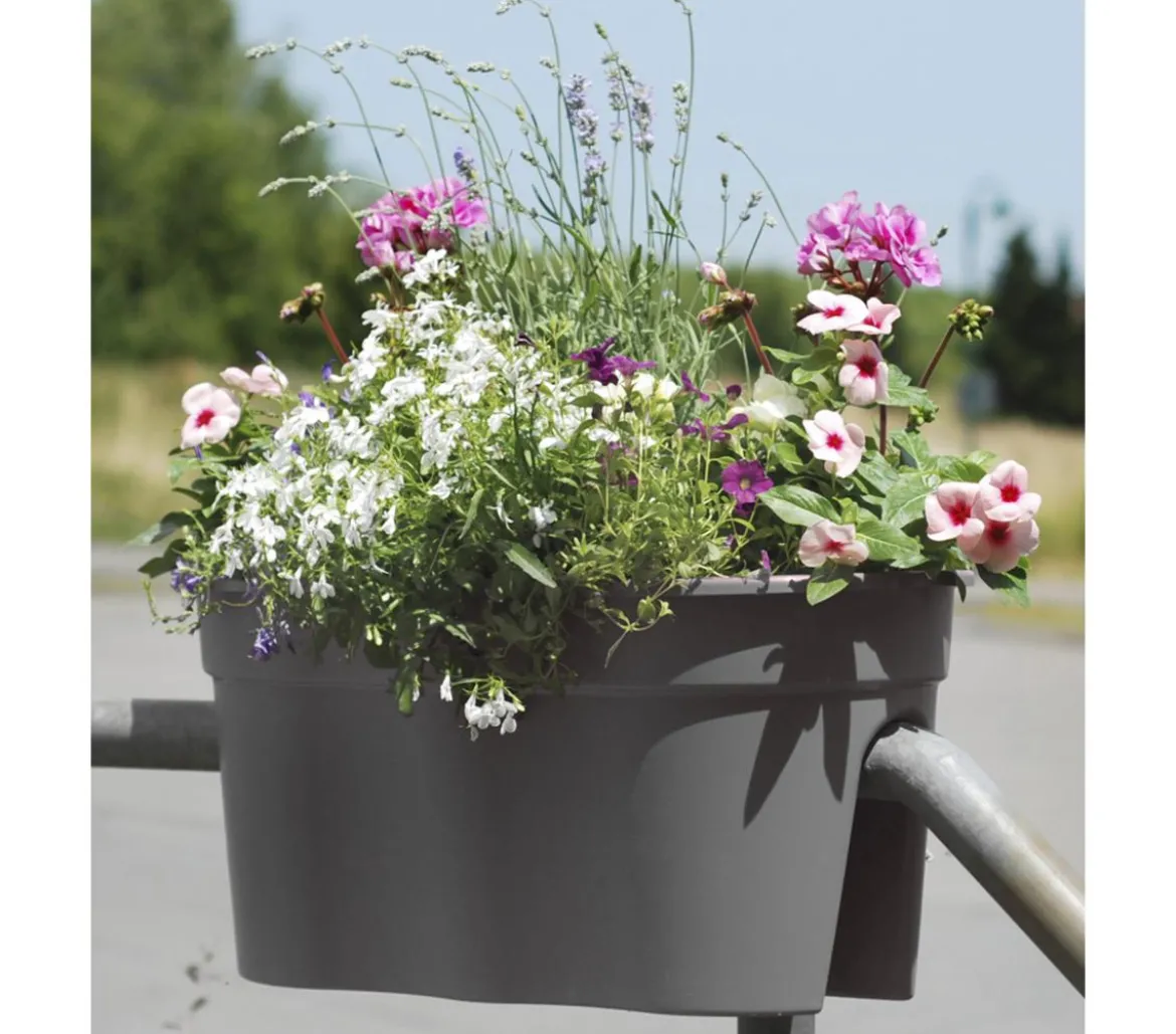 KHW Kunststoff-Geländertopf Flowerclip, ca. B57,5/H27/T27,7 cm, 2er-Set