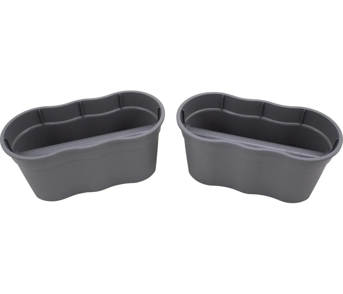 KHW Kunststoff-Geländertopf Flowerclip, ca. B57,5/H27/T27,7 cm, 2er-Set
