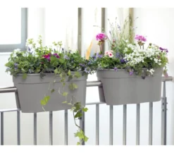 KHW Kunststoff-Geländertopf Flowerclip, ca. B57,5/H27/T27,7 cm, 2er-Set