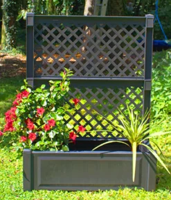KHW Kunststoff-Pflanzkasten mit Spalier, ca. B100/H140/T43 cm