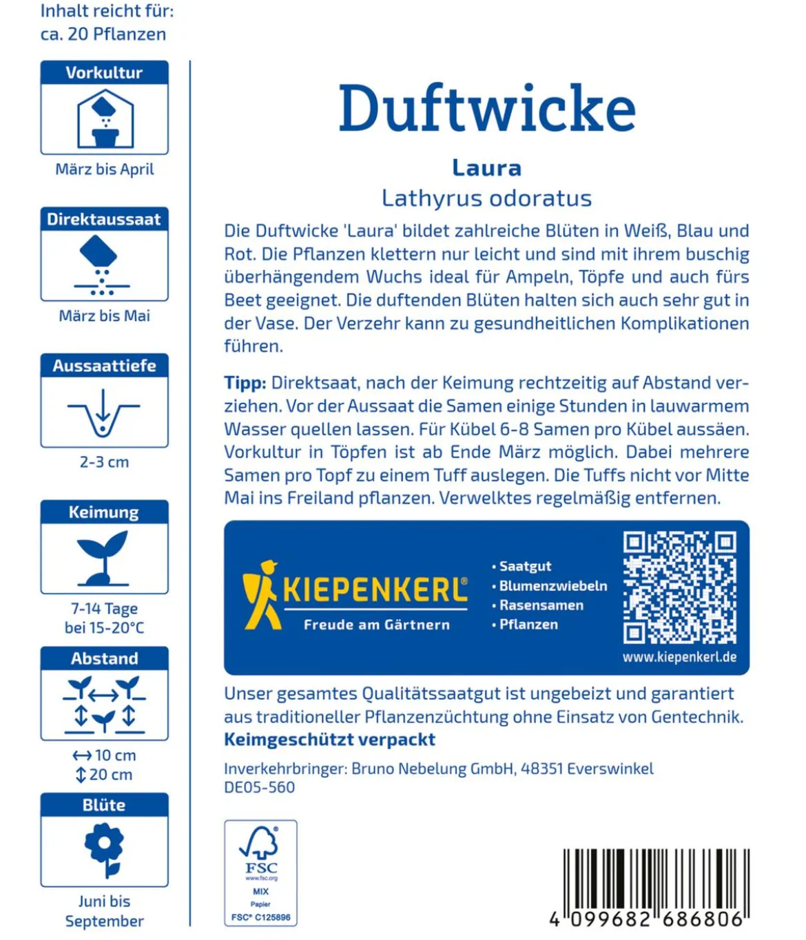Kiepenkerl Saatgut Balkon-Duftwicke Laura