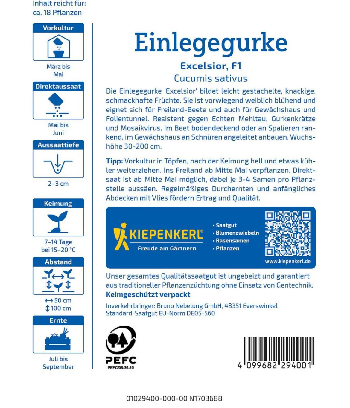 Kiepenkerl Saatgut Gurken 'Excelsior'