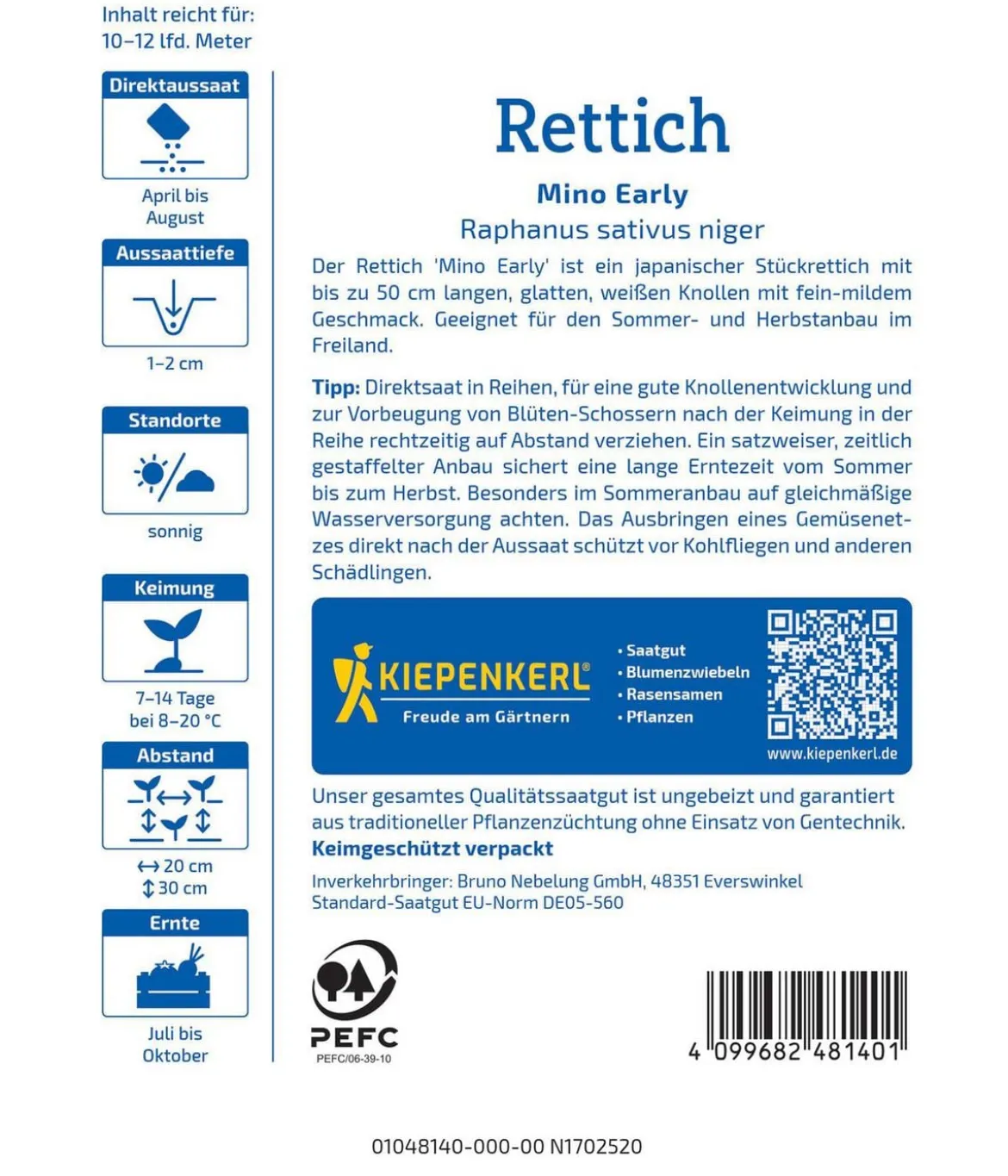 Kiepenkerl Saatgut Rettich 'Mino Early'