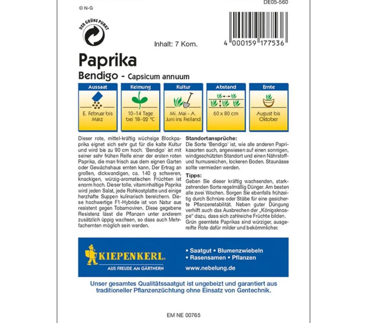 Kiepenkerl Samen Paprika 'Bendigo'