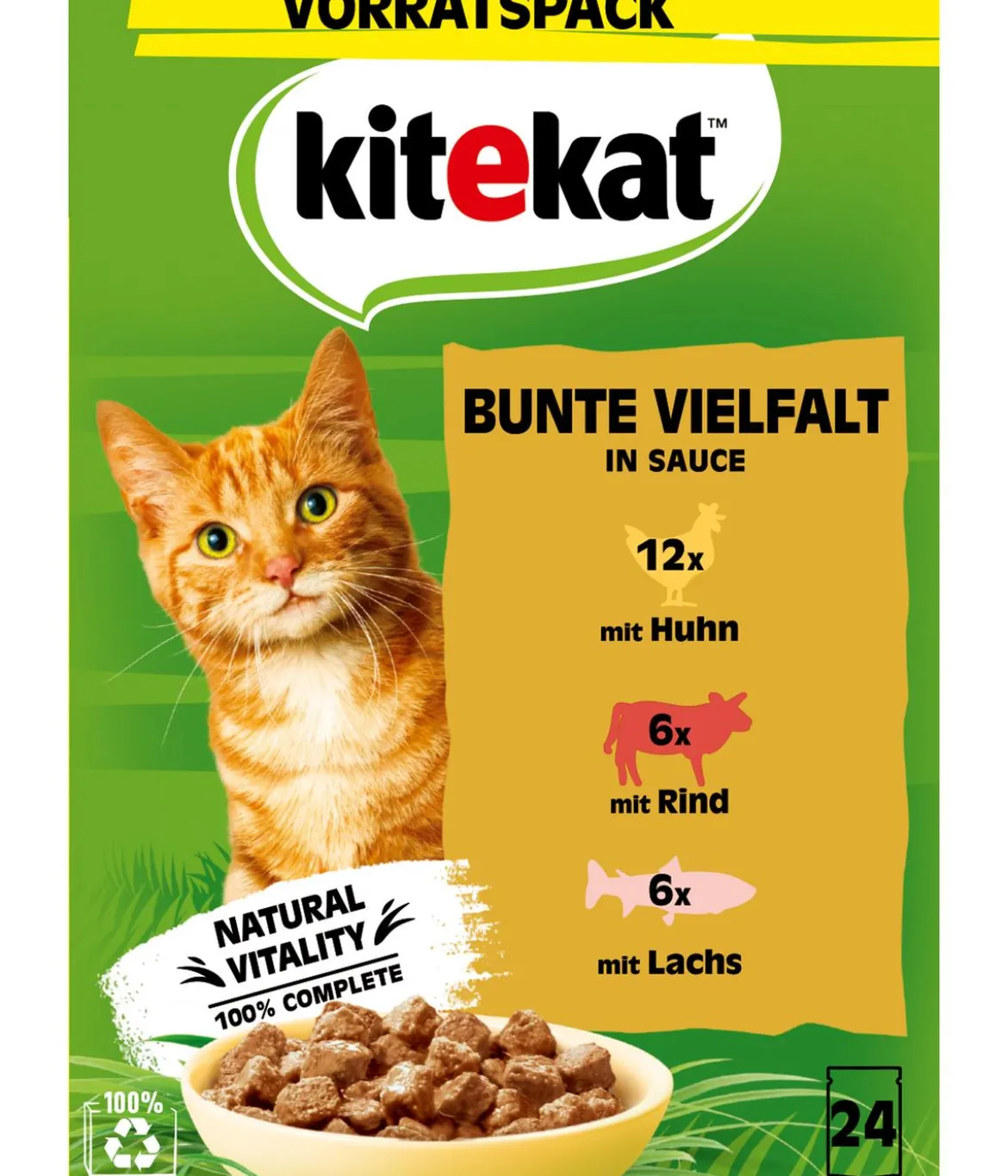 KITEKAT® Nassfutter für Katzen Multipack Bunte Vielfalt in Sauce, Adult, 24 x 85 g
