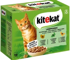 KITEKAT® Nassfutter für Katzen Multipack Landpicknick in Sauce, Adult, 12 x 85 g