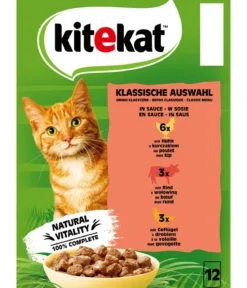KITEKAT® Nassfutter für Katzen Multipack Klassische Auswahl in Sauce, Adult, 12 x 85 g