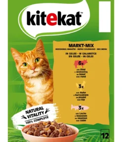 KITEKAT® Nassfutter für Katzen Multipack Markt-Mix in Gelee, Adult, 12 x 85 g