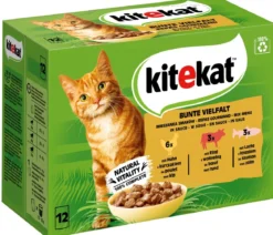 KITEKAT® Nassfutter für Katzen Multipack Bunte Vielfalt in Sauce, Adult, 12 x 85 g