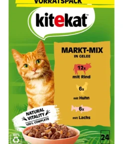 KITEKAT® Nassfutter für Katzen Multipack Markt-Mix in Gelee, Adult, 24 x 85 g