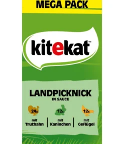 KITEKAT® Nassfutter für Katzen Multipack Landpicknick in Sauce, Adult, 48 x 85 g