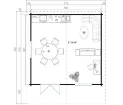 Lasita Maja Blockbohlenhaus Zanzibar, ca. B635/H306/T745 cm
