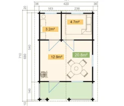 Lasita Maja Ferienhaus Elba, ca. B487,2/H265,2/T710 cm