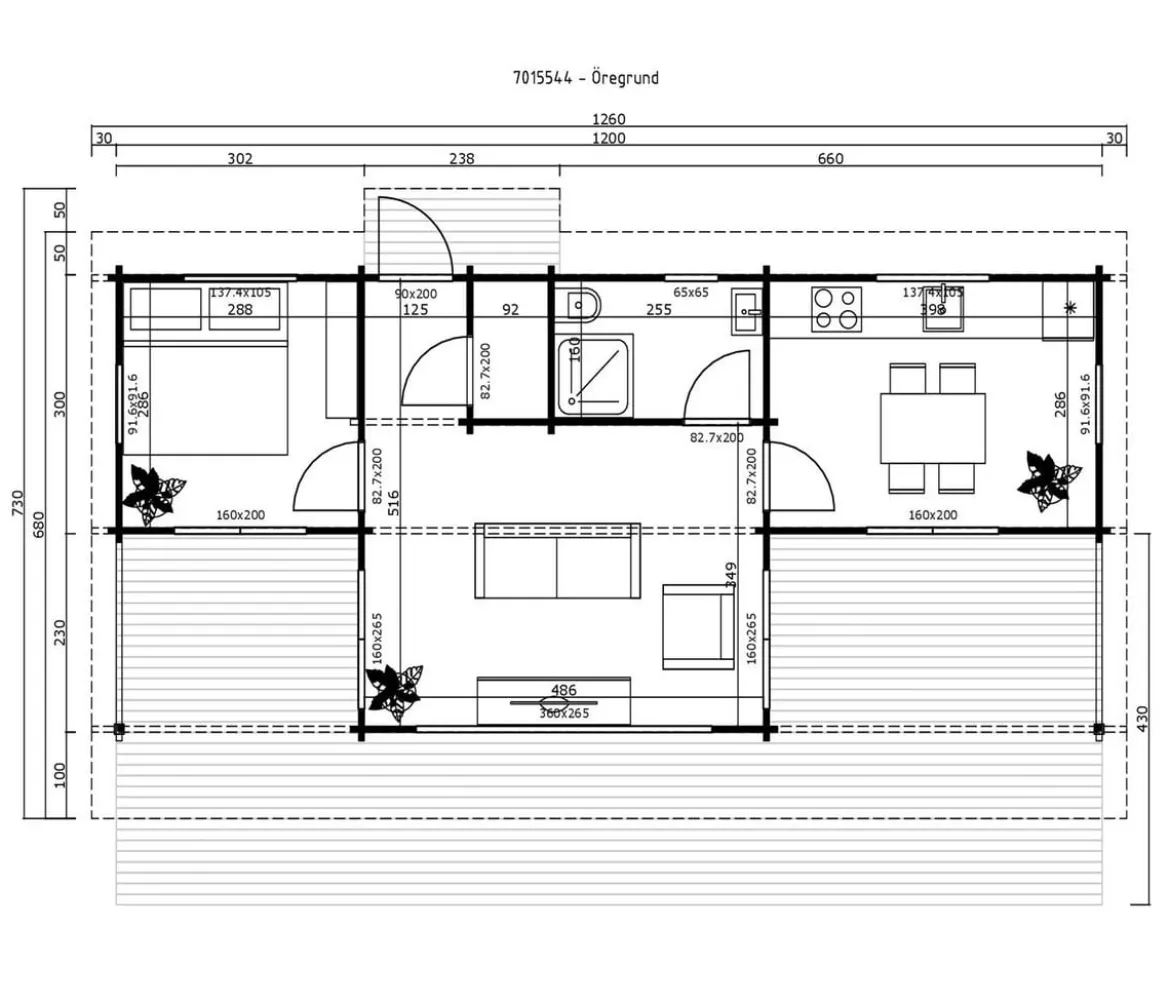 Lasita Maja Ferienhaus Öregrund, ca. B1260/H312,8/T730 cm