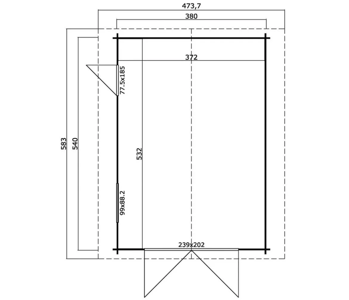 Lasita Maja Garage Yarik 540, ca. 473,7/H273,6/T583 cm