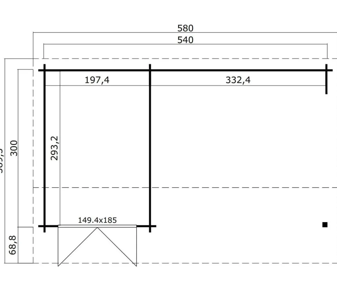 Lasita Maja Gartenhaus Kenzo, ca. B580/H273,6/T389,3 cm