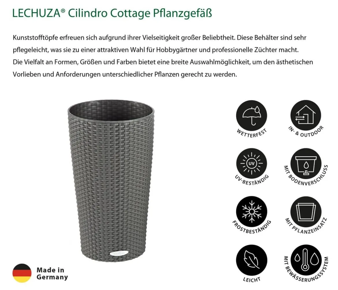 LECHUZA® Cilindro Cottage Pflanzgefäß, rund