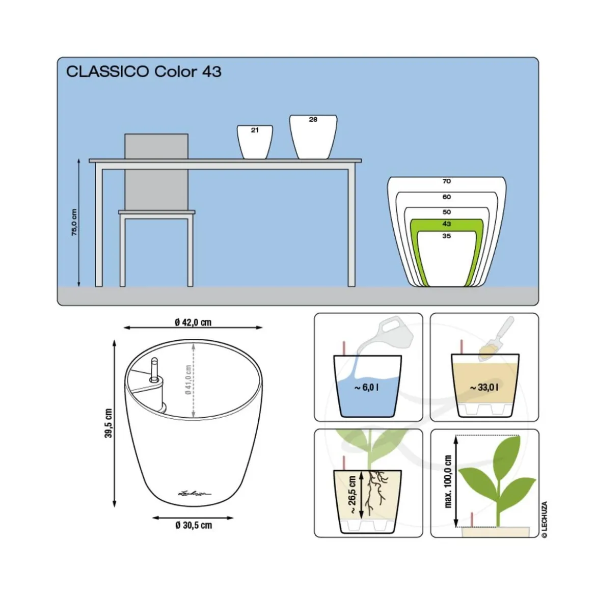 LECHUZA® CLASSICO Color, All-in-One-Set