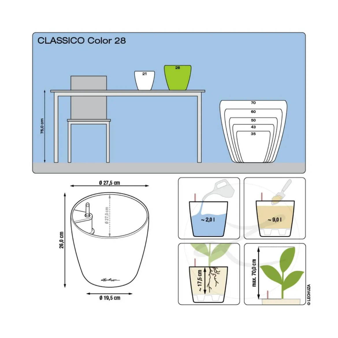 LECHUZA® CLASSICO Color, All-in-One-Set