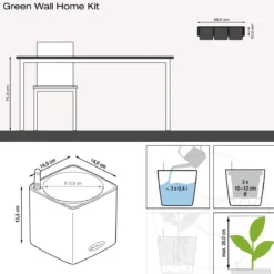 LECHUZA® CUBE Glossy Green Wall Home Kit, ca. B48/H14/T15 cm