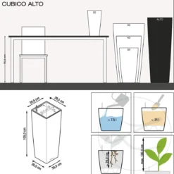 LECHUZA® CUBICO ALTO, All-in-One-Set, ca. B40/H105/T40 cm