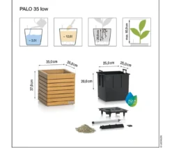 LECHUZA® Holz-Kasten PALO Natural Wood 35, quadratisch