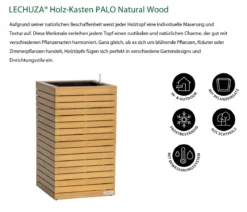 LECHUZA® Holz-Kasten PALO Natural Wood 45, quadratisch