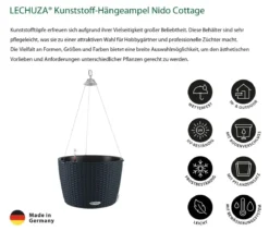 LECHUZA® Kunststoff-Hängeampel Nido Cottage inkl. Pflanzeinsatz, rund, ca. Ø36,3/H24,2 cm